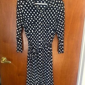 Polka Dot Navy Blue and White Dress